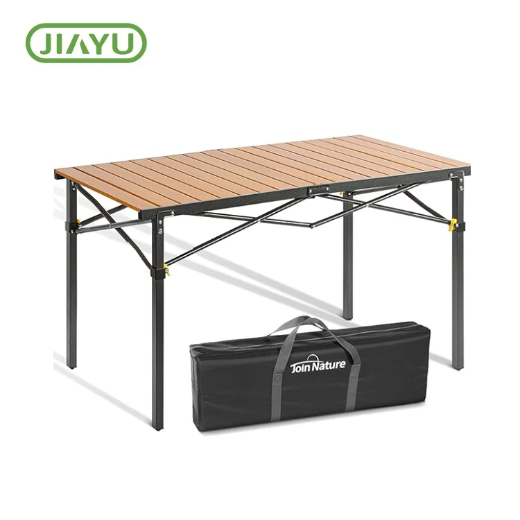 Bàn cắm trại sắt bằng gỗ rắn có thể gập lại